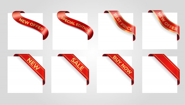 Vector decorative red sale banner isolated on background.