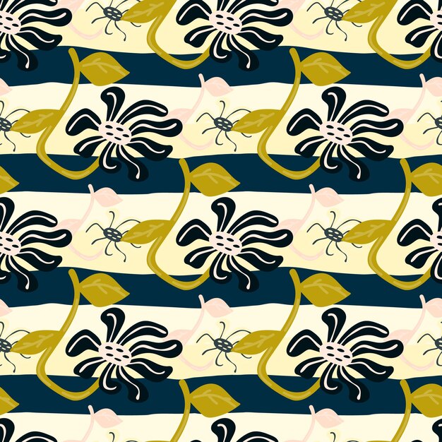 Decorative retro abstract flower seamless pattern Vintage stylized flowers background