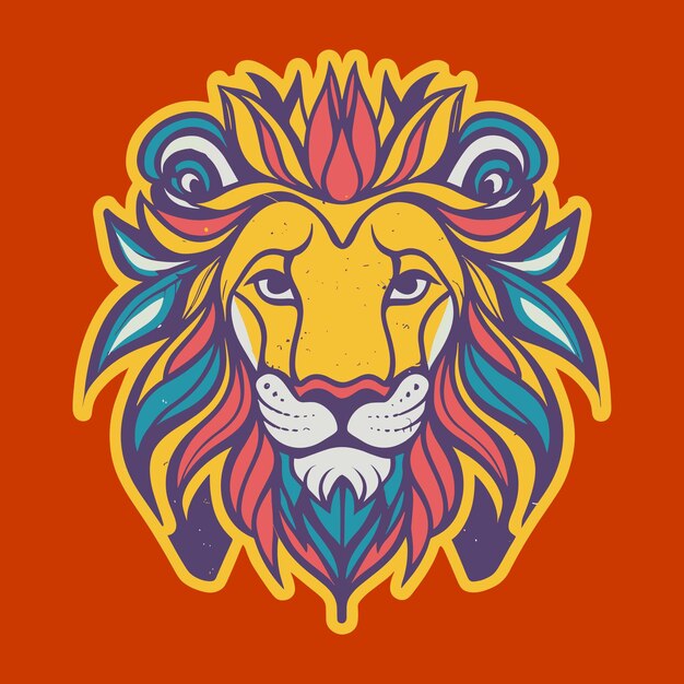 decorative retro lion head vector art