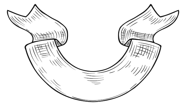 白い背景に隔離されたヴィンテージの刻スタイルの装飾的なリボンバナー旗