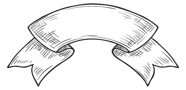 白い背景に分離されたビンテージ彫刻スタイルの装飾的なリボン レトロなバナー