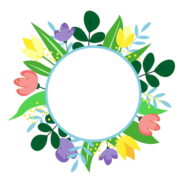 Decorative round frame with flowers