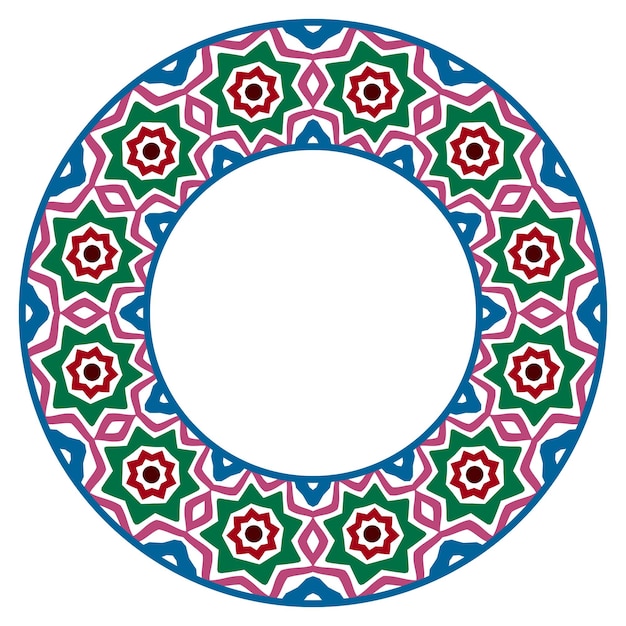 Decorative round ornament Ceramic tile border Pattern for plates or dishes Islamic indian arabic motifs Porcelain pattern design Abstract floral ornament border