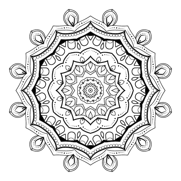 Decorative round ornament outline mandala.