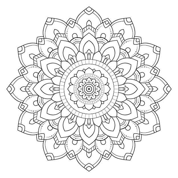 Decorative round ornament outline mandala.