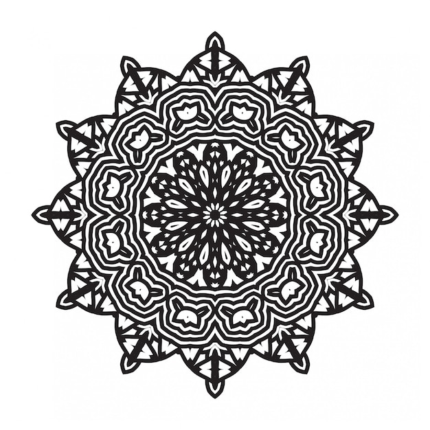 Decorative round ornament outline mandala