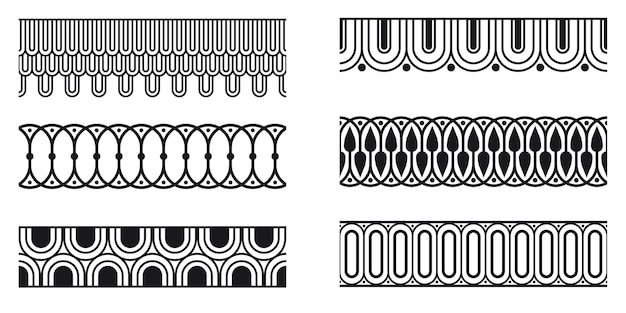 Vector decorative seamless art deco borders vintage geometric design elements set