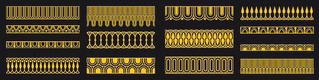 Vector decorative seamless art deco borders vintage geometric design elements set