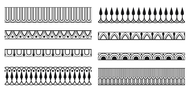 Decorative seamless borders vintage geometric design elements set