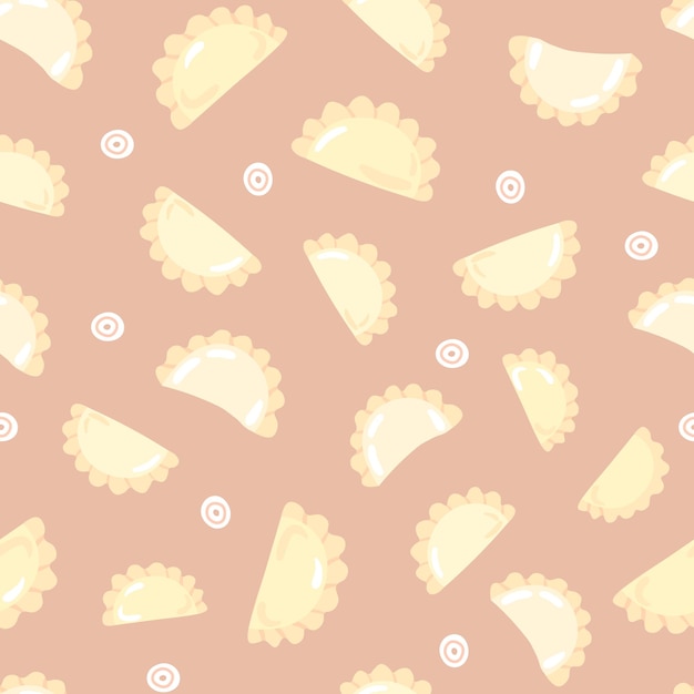 Decorative seamless vector pattern with cute dumplingsx9