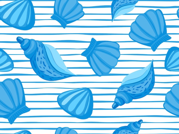 Decorative seashells stripe vector seamless pattern. abstract marine wallpaper. underwater backdrop.