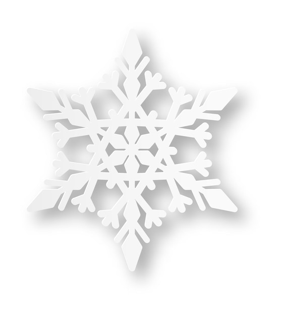 Vector decorative snowflake in papercut style white paper star isolated on white background