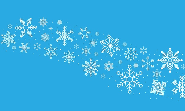 装飾的な雪片の波冬の冷凍雪のフレーク雪星国境降雪吹雪曲線旋回白いブリザード ディバイダー ベクトル図