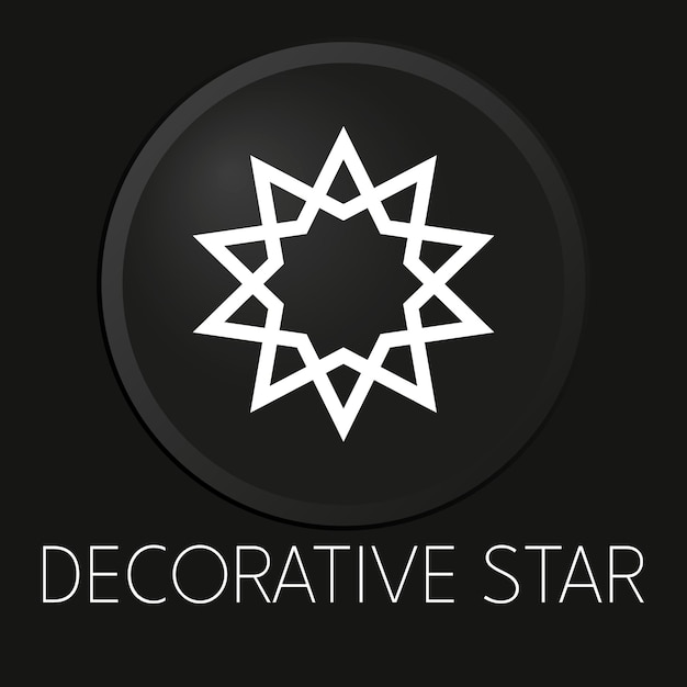 Decorative star minimal vector line icon on 3D button isolated on black background Premium Vector