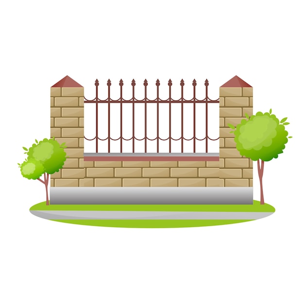 Decorative stone and metal fences Exterior design of gates landscape