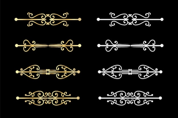 Decorative swirls dividers old text delimiter, calligraphic swirl ornaments and vintage divider, retro borders.