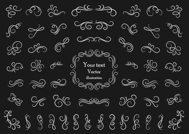 Vector decorative swirls or scrolls vintage frames flourishes labels and dividers retro vector illustration