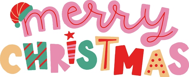 Vector decorative text merry christmas