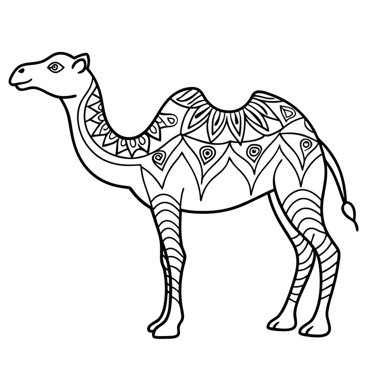 Vector decorative tribal camel line art illustration