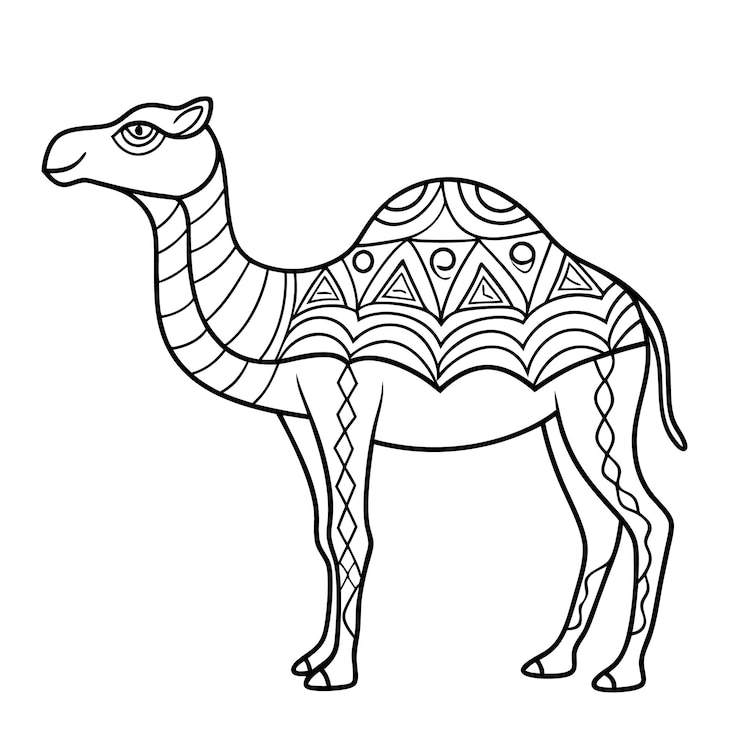 Vector decorative tribal camel line art illustration
