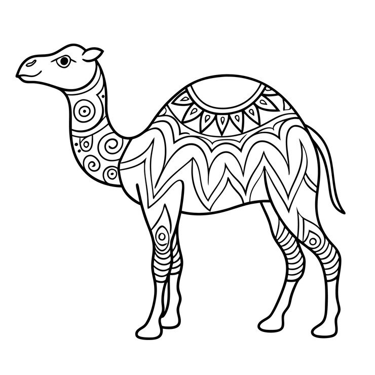 Vector decorative tribal camel line art illustration