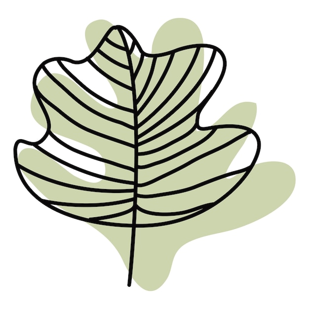 Decorative twig with a leaf drawn with lines in the style of line art against a background