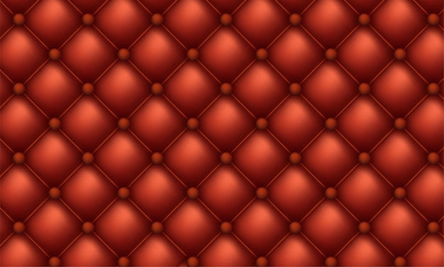 Vector decorative upholstery quilted background. red shiny leather texture sofa backdrop.