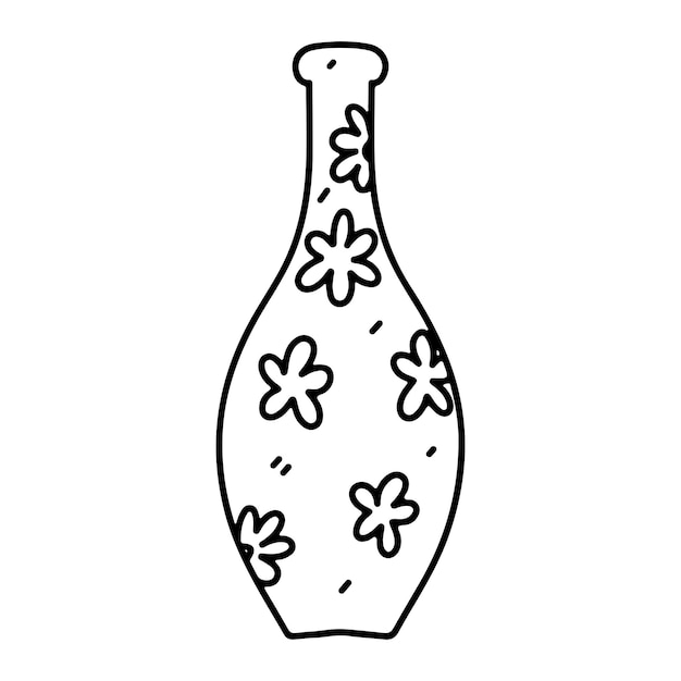 Decorative vase in hand drawn doodle style Isolated vector illustration