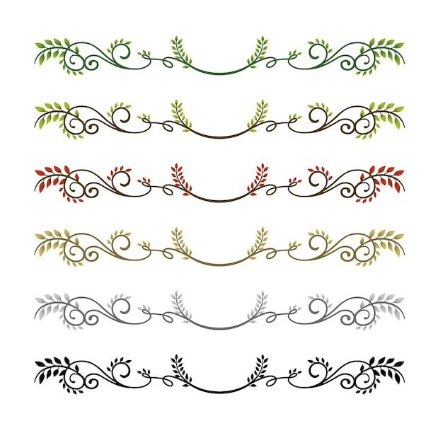 Vector decorative vintage border illustration set natural plant