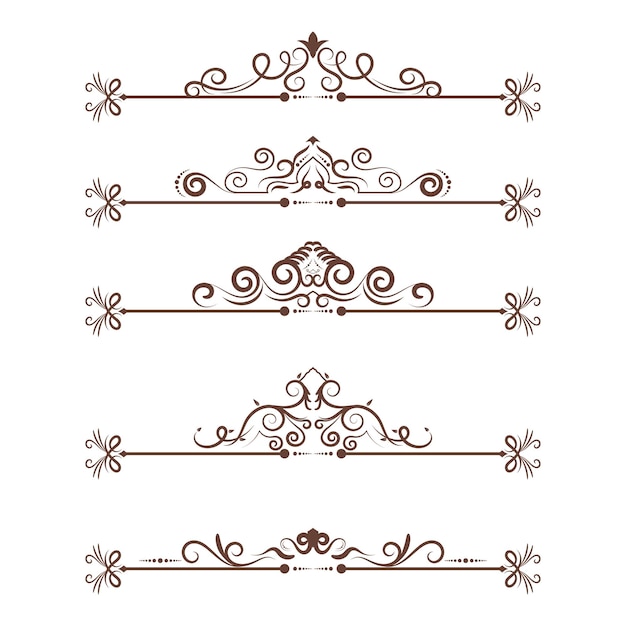 decorative vintage dividers ornamental with floral shape in vector