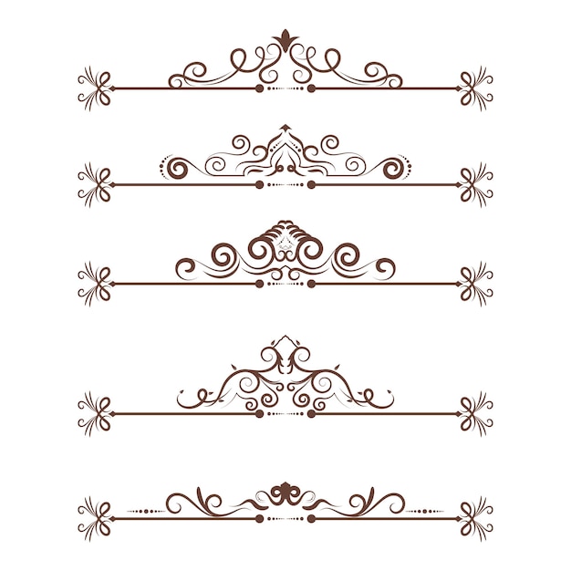 Decorative vintage dividers ornamental with floral shape in vector