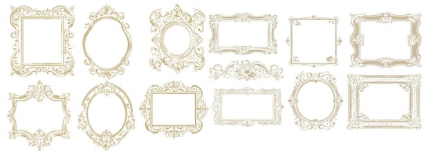 Decorative vintage frames and borders set 4 vector