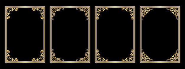 Vector decorative vintage frames and borders set vector design