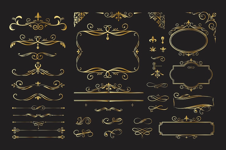 Vector decorative vintage gold dividers frame border ornaments