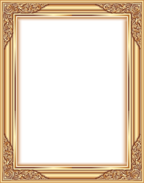 Decorative vintage of wood photo frame with corner Thailand line floral for picture