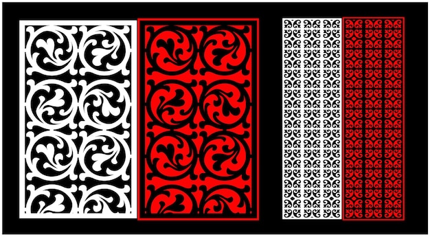 Decorative wall panels set Jali design CNC pattern laser cutting pattern router CNCcutting