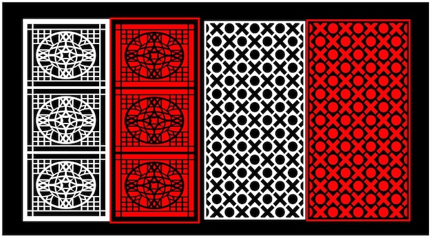 Decorative wall panels set Jali design CNC pattern laser cutting pattern router CNCcutting