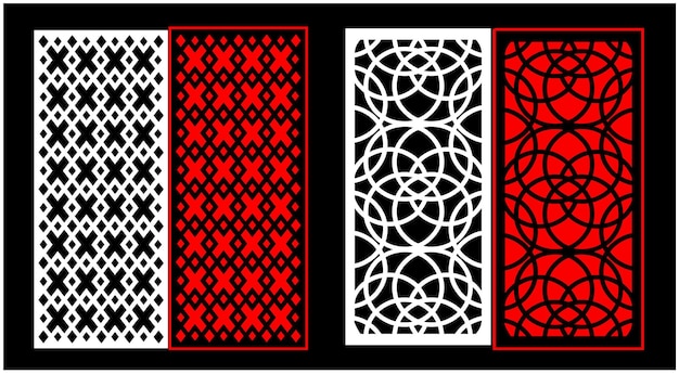 Decorative wall panels set Jali design CNC pattern laser cutting pattern router CNCcutting