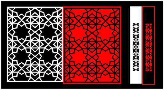 Decorative wall panels set Jali design CNC pattern laser cutting pattern router CNCcutting