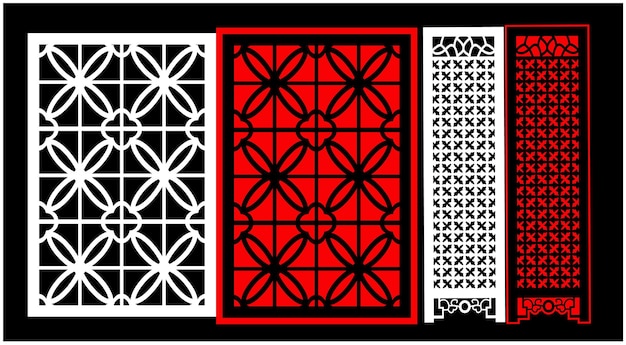 Decorative wall panels set Jali design CNC pattern laser cutting pattern router CNCcutting