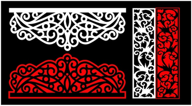 Decorative wall panels set Jali design CNC pattern laser cutting pattern router CNCcutting