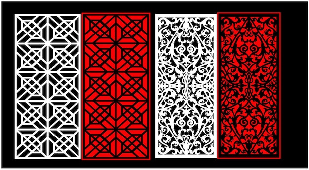 Decorative wall panels set Jali design CNC pattern laser cutting pattern router CNCcutting