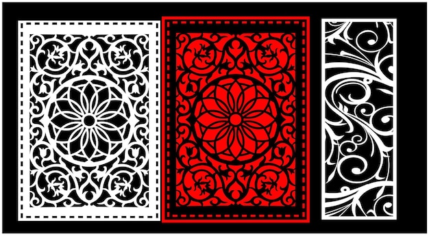 Decorative wall panels set Jali design CNC pattern laser cutting pattern router CNCcutting