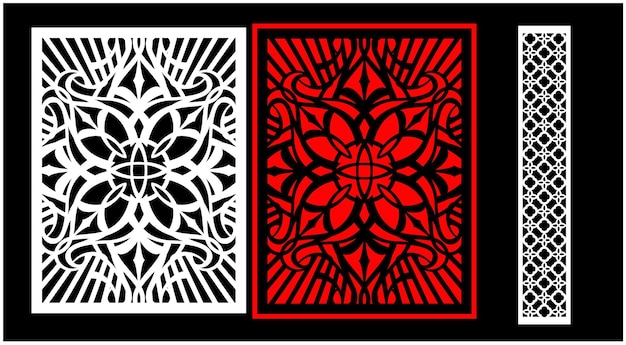 Decorative wall panels set Jali design CNC pattern laser cutting pattern router CNCcutting