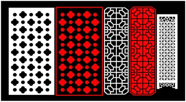 Decorative wall panels set Jali design CNC pattern laser cutting pattern router CNCcuttingJali La