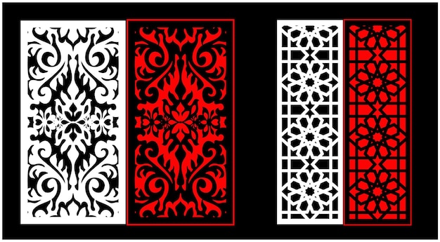 Decorative wall panels set Jali design CNC pattern laser cutting pattern router CNCcuttingJali