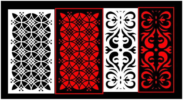 Decorative wall panels set Jali design CNC pattern