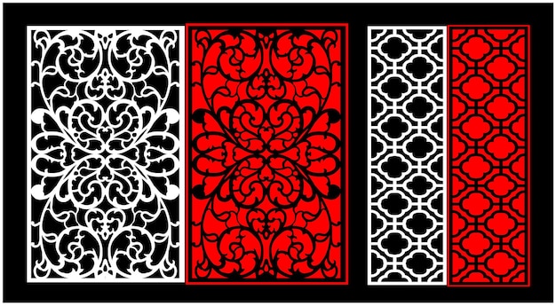 Decorative wall panels set jali design cnc pattern