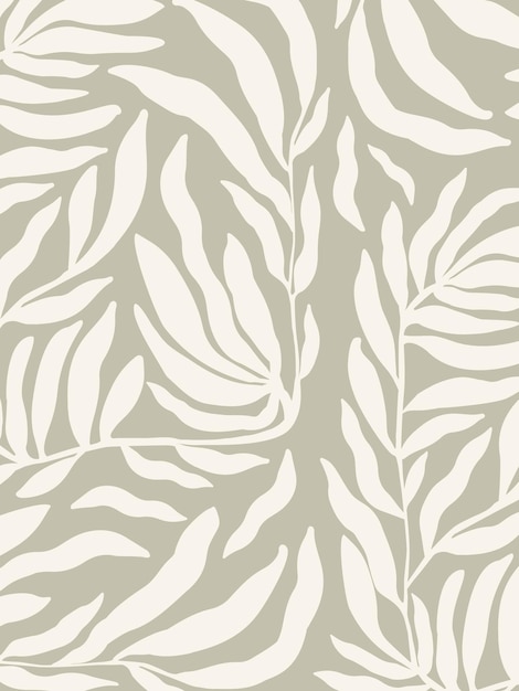 Vector decorative wallpaper with branches in gray tone