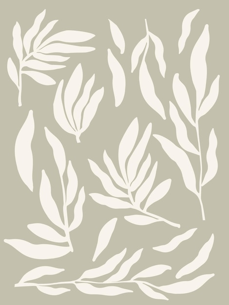 Decorative wallpaper with branches in gray tone